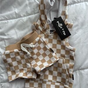Millie + Roo Checkered Hoodie and Shorts Set